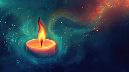 Fototapeta premium Illustration depicting the vibrant glow of a candle flame
