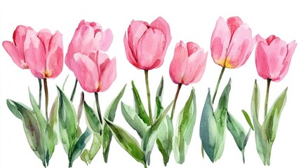 Fototapeta premium Box of pink watercolor tulips