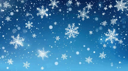 Intricate Crystalline Snowflakes on a Blue Background