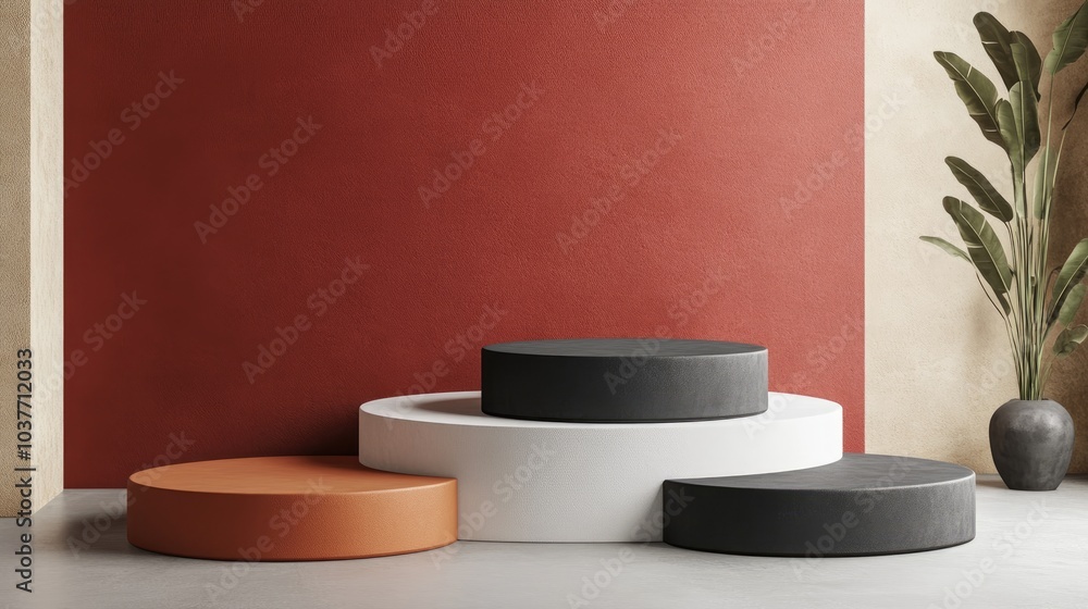 Poster 3d rendered podium for product display with customizable color options