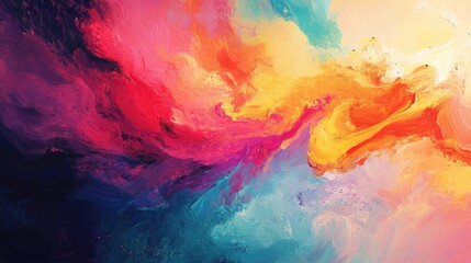 Fototapeta premium Oil painting illustration featuring an abstract colorful background Impressionist style with modern surreal elements Ideal for wall decor and showcasing unique hand drawn textures