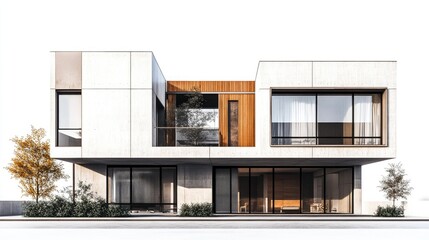 Fototapeta premium Contemporary residential structure set against a white backdrop 3D render