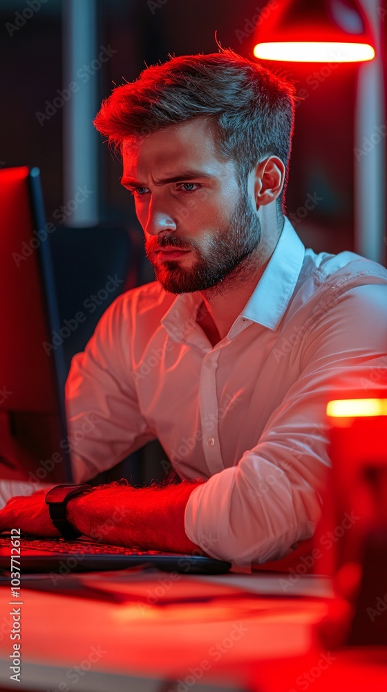 Leinwandbilder digital alert for illegal downloading filling up a vertical display stock photo with side copy space