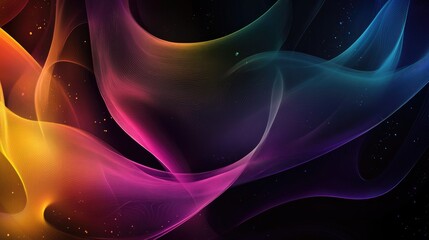Obraz premium Elegant dark gradient background with flowing fluid patterns creating a colorful and sophisticated wallpaper design