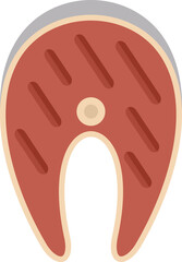 Grilled salmon steak showing cooking marks illustration