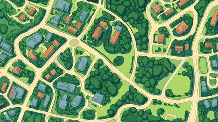 Obraz premium City map featuring roads and streets in a 2D cartoon outline style