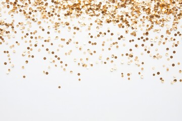 Golden Confetti on White Background.