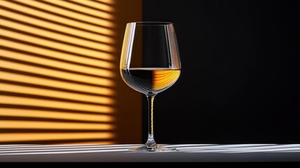 Elegant glass of white wine with striped shadow effect © Matt