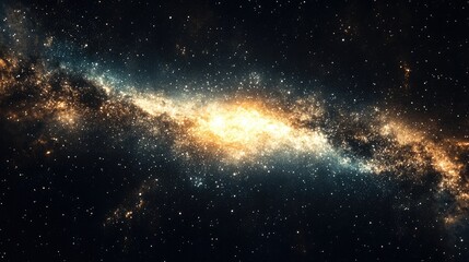 Obraz premium 3D cartoon rendering depicting the center of the Milky Way galaxy featuring stars and cosmic dust in the universe