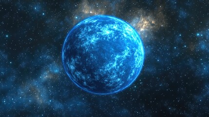 Obraz premium Deep space beauty with a planet orbit in a 3D cartoon rendering