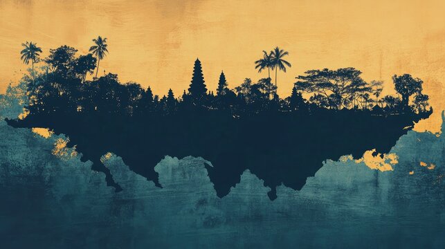 Inverted silhouette illustration of a map of East Java