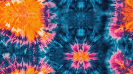 Obraz premium Seamless Tie Dye Wallpaper featuring vibrant ocean hues and bright splotches with gray shadows Colorful tribal patterns on traditionally dyed fabric perfect for textile decoration showcasing a fad