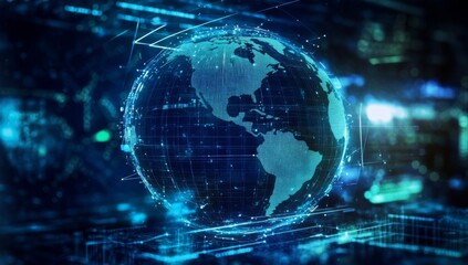 An artistic representation of Earth with a blue canvas.