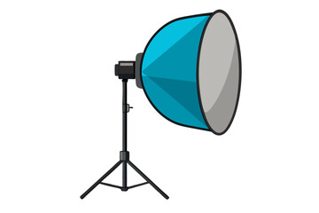 Studio strobe with softbox on white background