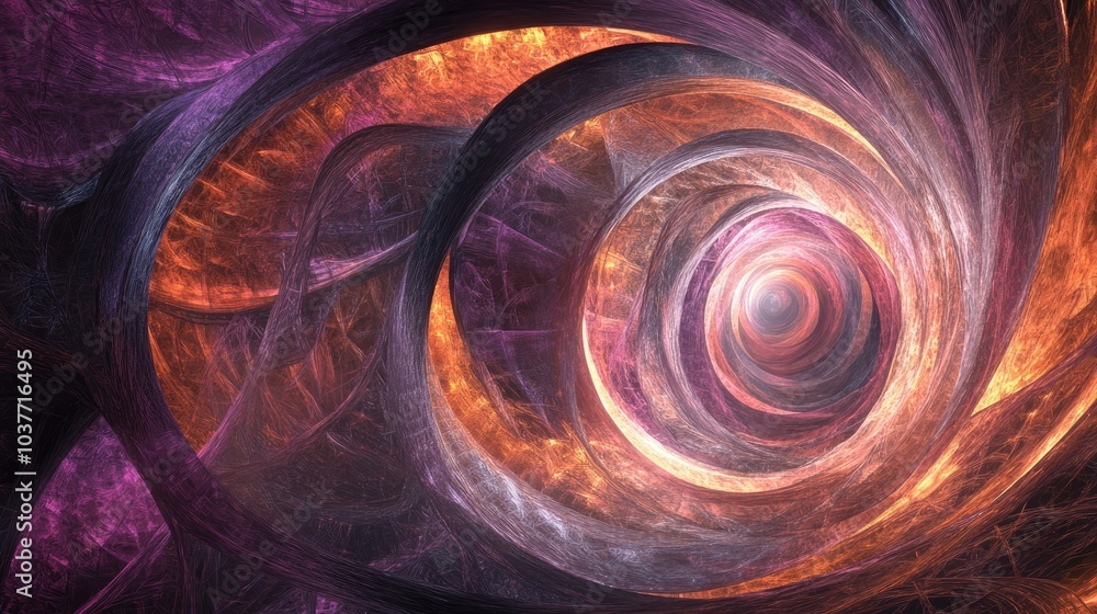 Poster fractal elements in a fantasy tunnel abstract digital technology backdrop 3d visualization