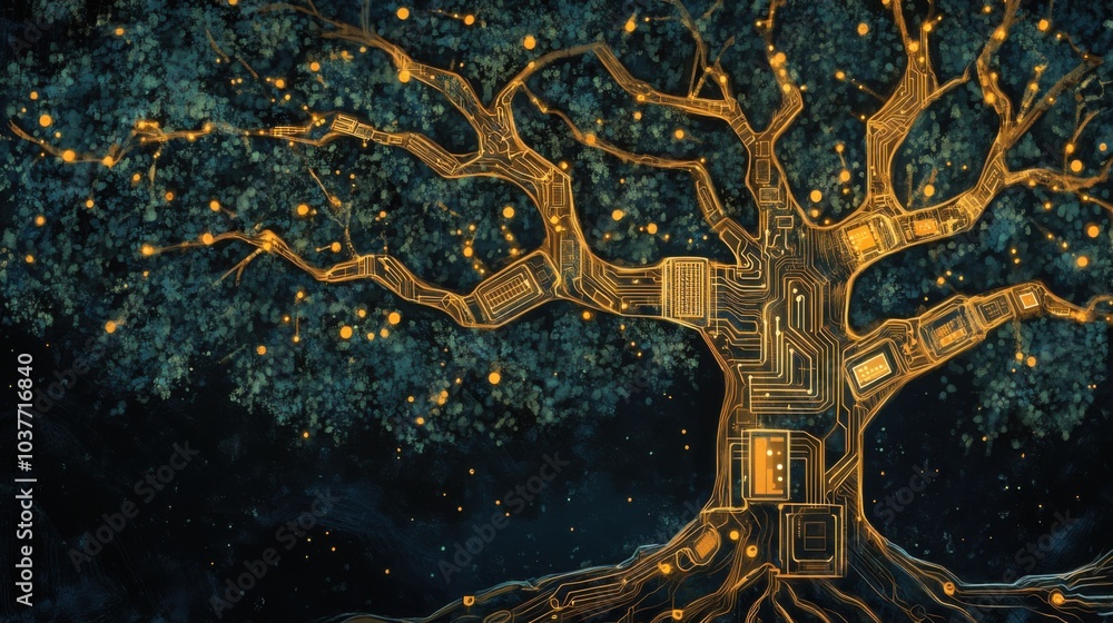 Poster tree transformed into circuit board design