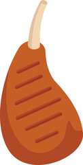 This isometric icon depicts a grilled lamb chop, perfect for showcasing meat dishes