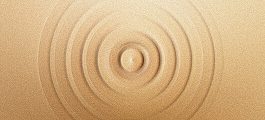 Grainy background, sand texture circles concentric pattern noise effect, zen harmony balance abstract banner backdrop design © AdGraphics