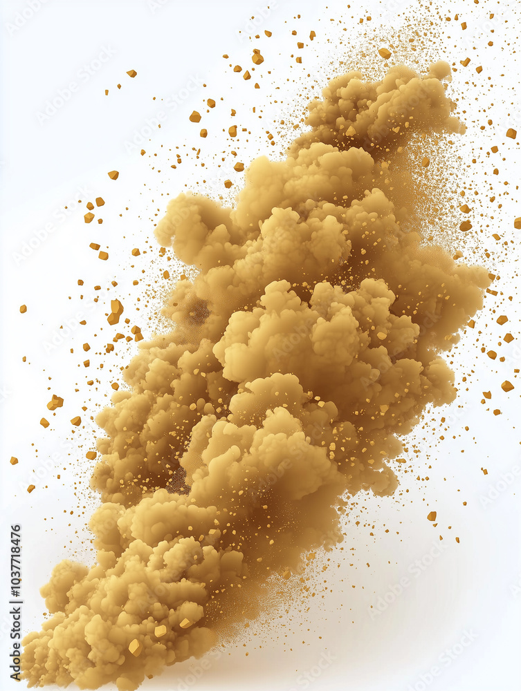 Wall mural golden sand explosion isolated on transparent background