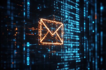 A digital map of the world with glowing mail icons connecting various points, representing global e-bandr Tos and education by business itself. 