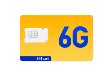 Orange 6G SIM card isolated on white
