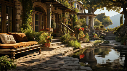 3D render Roman style, Home and Garden background Elegance, Creating antique design