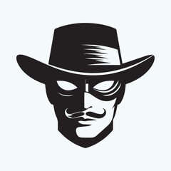 Zorro Mask Vector illustration, Mask Zorro silhouette vector black and white