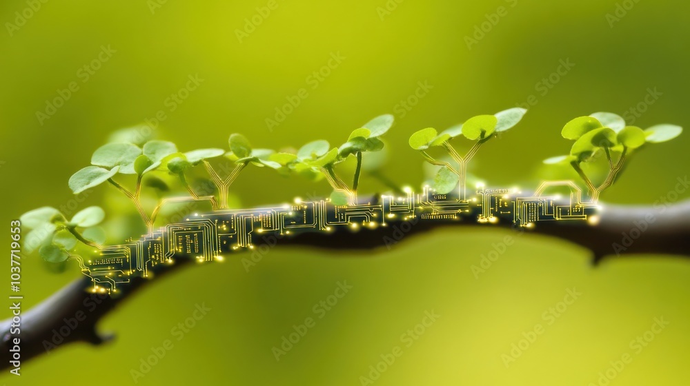 Poster branches of a tree morphing into delicate circuits