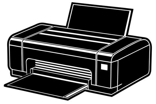 recommend clip art: Digital printer silhouette vector isolated white background
