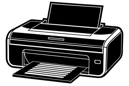 recommend clip art: Digital printer silhouette vector isolated white background