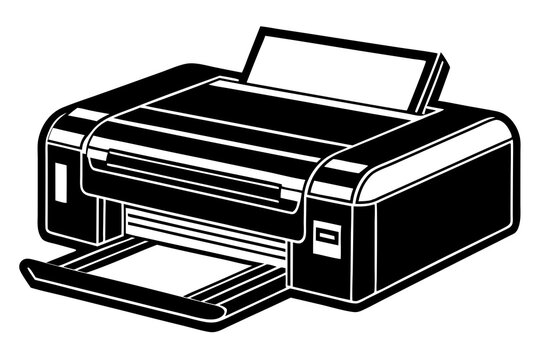 recommend clip art: Digital printer silhouette vector isolated white background