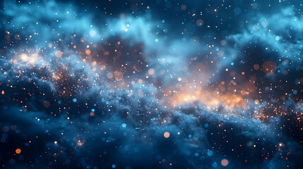 Abstract Blue and Orange Bokeh Background - Sparkly Night Sky