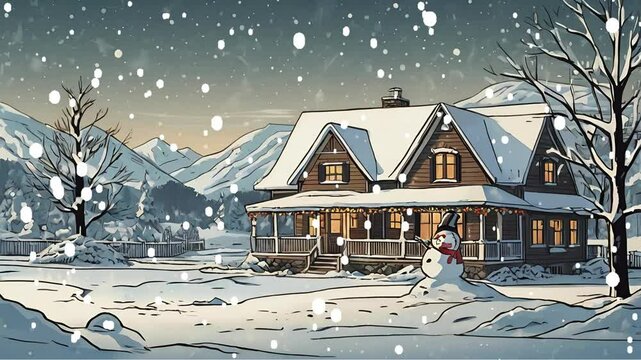 winter landscape with snow covered bridge