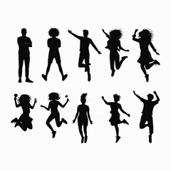 Obraz premium Silhouettes of jumping people. Some silhouettes of jumping girls and boys. JPEG version.