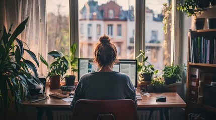 A freelancer working from home, illustrating the flexibility and economic impact of gig work