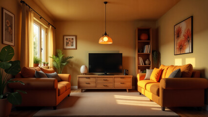 A Cozy and Warmly Decorated Small Living Room Perfect for Relaxing Evenings with Family and Friends