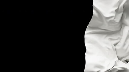 Cloth reveal opener. Transition of Falling wavy textile. Flowing fabric. Embedded alpha channel