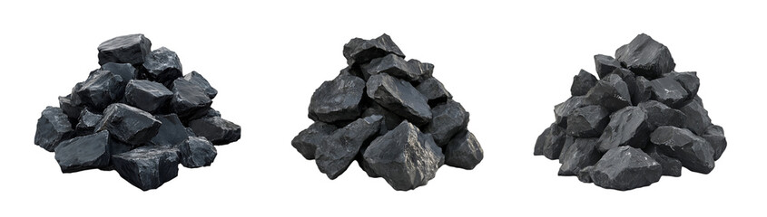Obraz premium Coal rocks isolated on a transparent background
