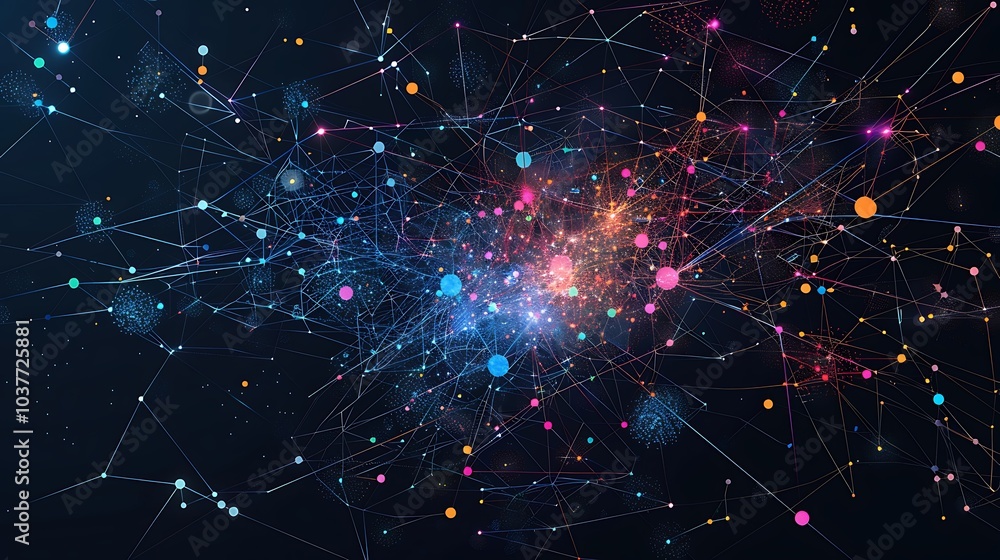 Poster abstract network of interconnected points
