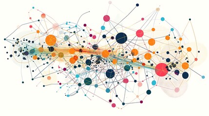 Abstract Network of Connected Dots and Lines