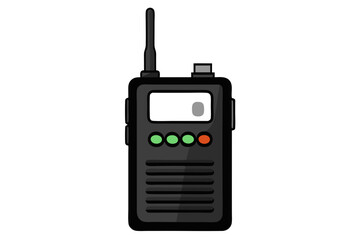 Black portable radio ht or walkie talkie in a white background