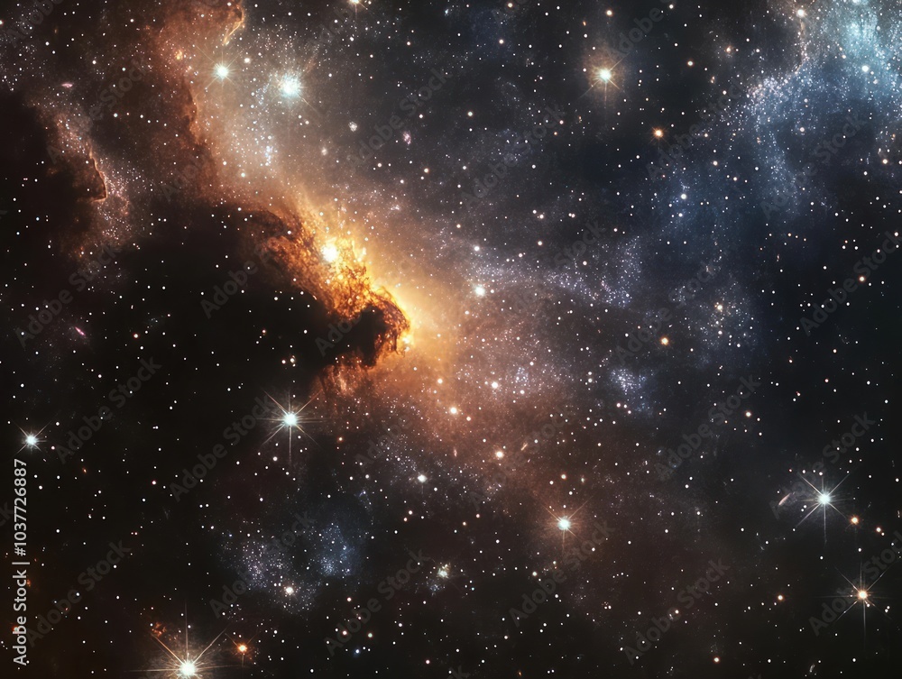 Canvas Prints mystical galaxy with dark voids and sparkling star clusters