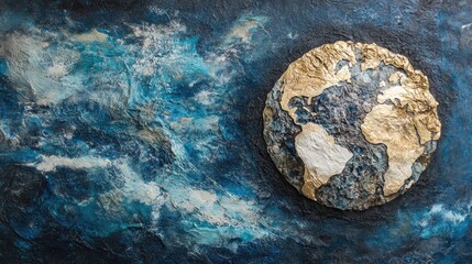 A one of a kind representation of our planet in mixed media