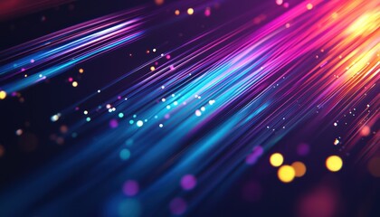 Obraz premium Futuristic background with colorful fiber optic cables, representing high-speed data transmission and modern technology.