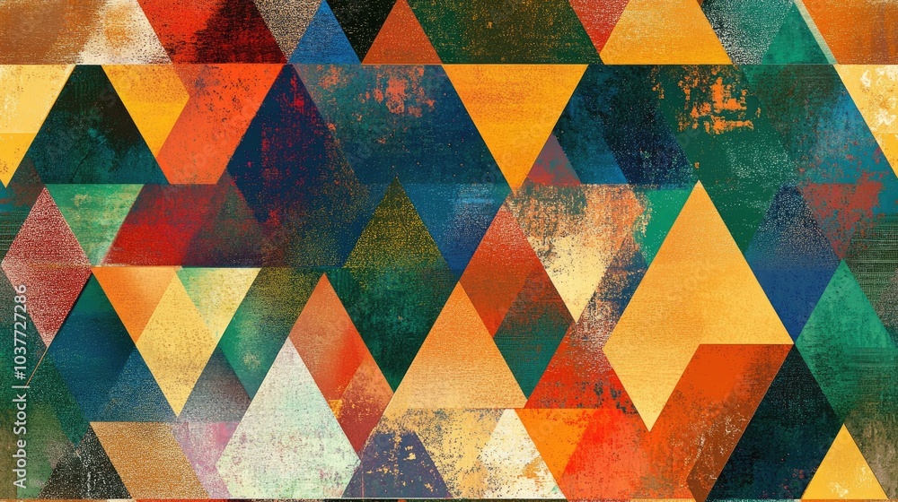 Poster Abstract triangular geometric background with a stripped design