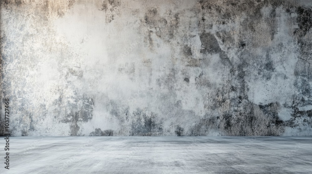 Aufkleber 3d rendering of an empty room featuring a plaster wall and grey background