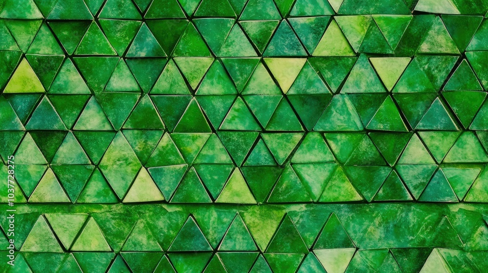 Poster background featuring green triangular shapes raster image