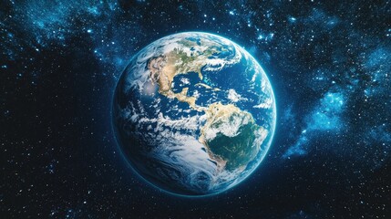 Cartoon rendering in 3D of the Earth from outer space