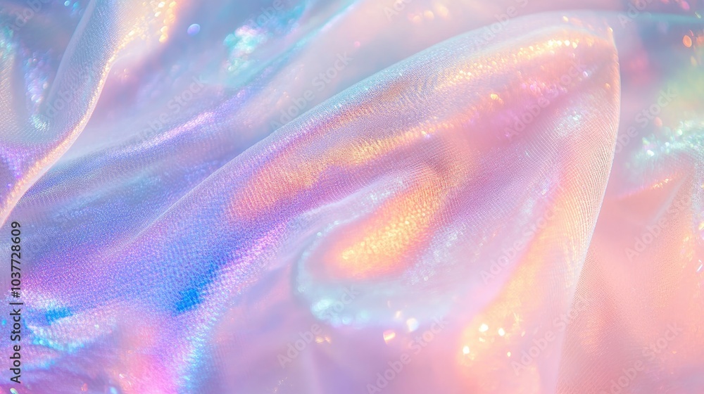 Poster holographic backdrop featuring a rainbow mesh design a whimsical banner in pastel colors with a fant