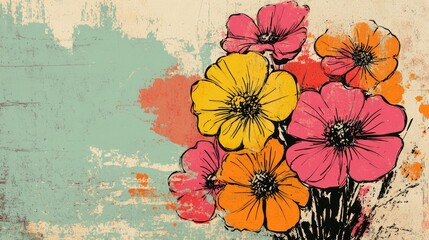 Child s drawing of a greeting card featuring flowers for a special occasion Creative arts and crafts project for kids Handmade artwork